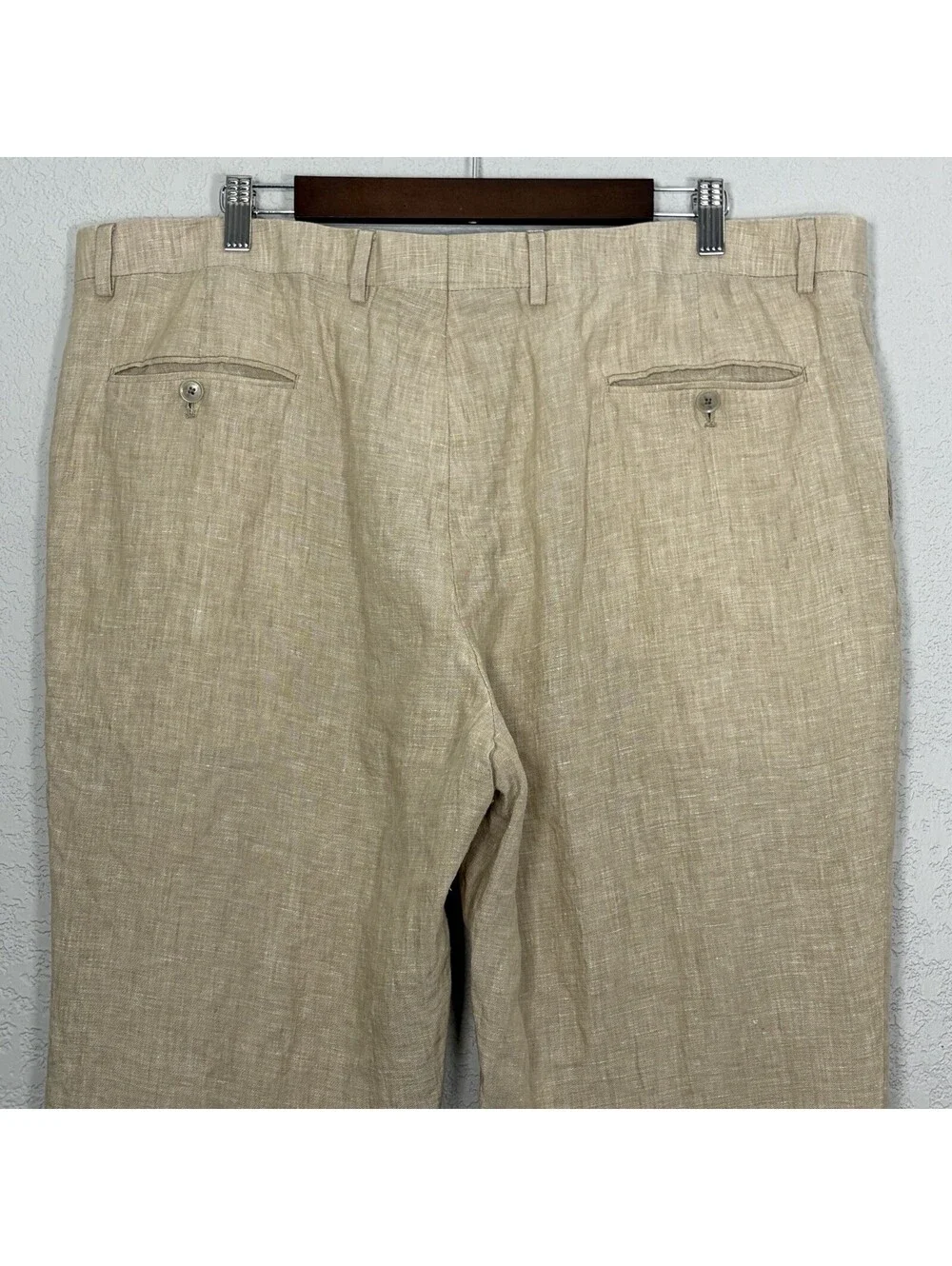 Joseph Abboud Men’s 42 100% Linen Pants Beige Flat Front Casual Coastal Resort